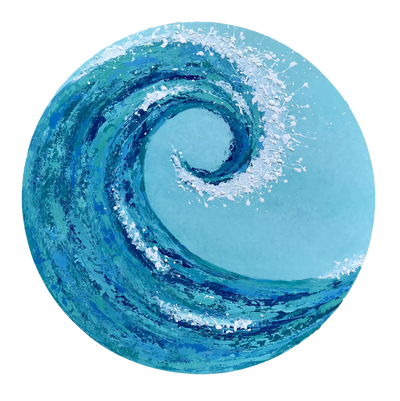 Ride The Wave - Orignal Round Acrylic Painting - 60cm x 6cm
