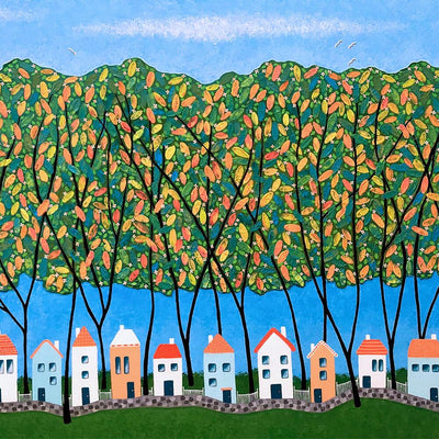Tiny Town Under The Autumn Trees No.1 by Lisa France Judd