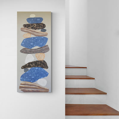 Zen Rocks Stacked no.5 - Original Acrylic Painting - 51cm x 122cm
